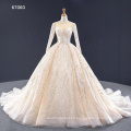 Jancember RSM67060 long sleeve sequin ball gown crystal wedding dress